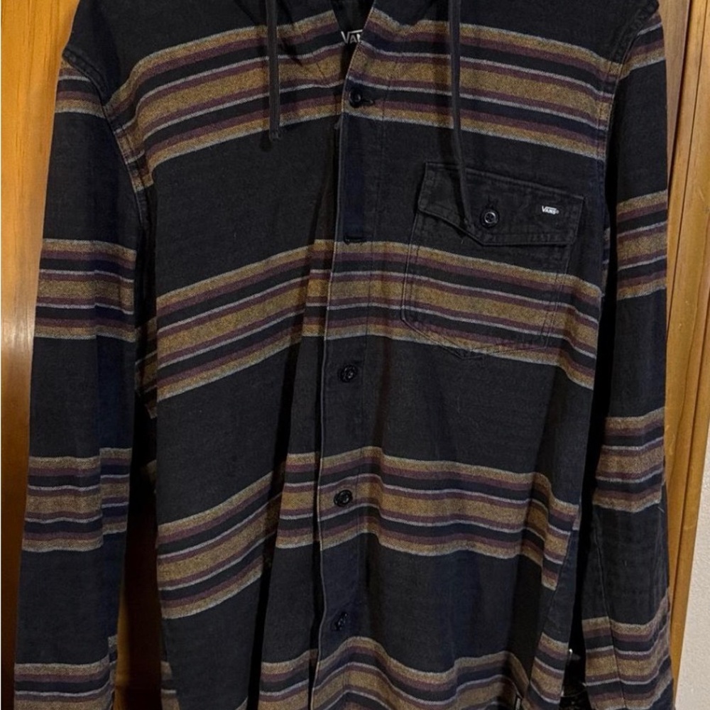Vans Black Shirt with Multicolor Stripes